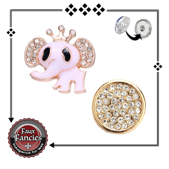 The CUTEST little ELEPHANT Rhinestone SNAP Button, #GingerSnaps, #BraceletCharms, 18mm Snaps, #SnapJewelry, #SnapButtons, Elephant Charm