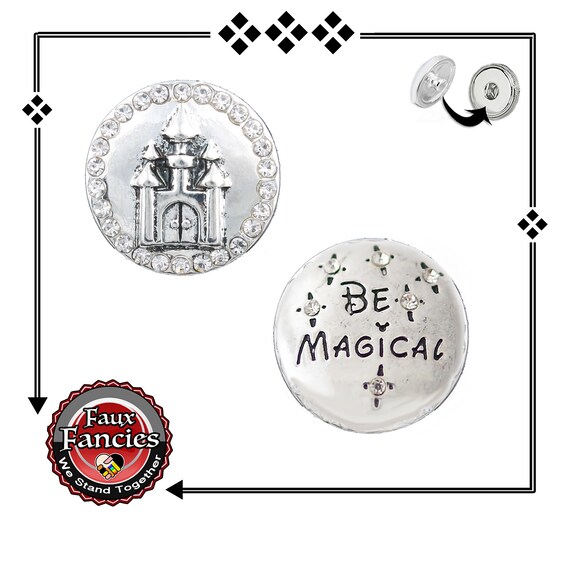 18mm Snap Buttons, Castle Snap Button, Ginger Snap, Snap Charm, #BraceletCharm, Rhinestone Snap, Snap Jewelry, #BeMagicalCharm, Castle Charm