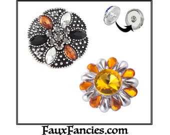 SALE! FALL 18mm Snap Buttons, Ginger Snaps - Snap on Charms, Interchangeable Snap, Rhinestone Snaps, Snap Snap, Jewelry gift