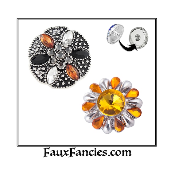 SALE! FALL 18mm Snap Buttons, Ginger Snaps - Snap on Charms, Interchangeable Snap, Rhinestone Snaps, Snap Snap, Jewelry gift