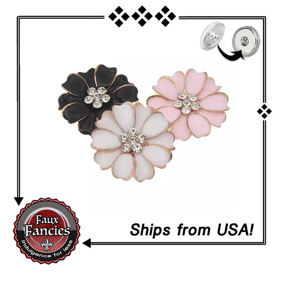 EXCLUSIVE Rhinestone FLOWER Snap Button, Rhinestone Snap Button, Flower Charm, #FlowerSnapButton, #RhinestoneSnap, #SnapButton, Snap Jewelry