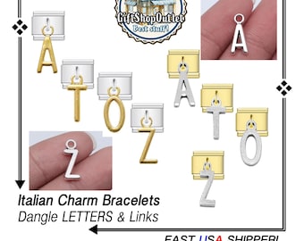 ITALIAN LETTER Charms, Italian Letter Dangle Charm Links, Italian Bracelet Links, Gift for Her, #ItalianCharmBracelet, #LetterCharmBracelet