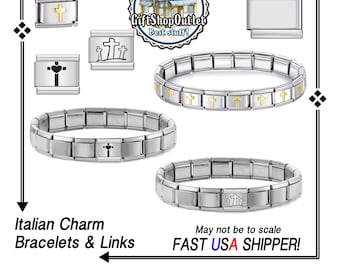 ITALIAN BRACELETS, Cross Charm LINKS, Calvary Charm Link,  Italian Charm Bracelets, #ItalianCharmBracelet, #ItalianCharms, Christian charm