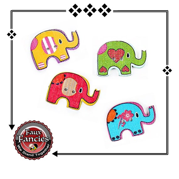 CLEARANCE! BUTToNS, BuTTONS! 3 PCs Elephant Wood Button Charms, Animal Charms, Elephant Scrapbook Buttons, #WoodenButtons, #CraftButtons
