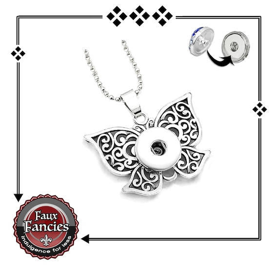 Butterfly Snap Button Pendant, Butterfly Pendant, Butterfly 18mm Charm Pendant, #ButterflyCharm, #ButterflyPendant, #SnapButtonPendant