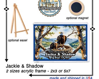 Jackie and Shadow Eagle Magnet: Big Bear Souvenir, Handmade
