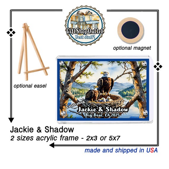 EXCLUSIVE Jackie and Shadow Handmade Magnet, Big Bear Eagles, EAGLE Magnet, #JackieAndShadow, #BigBearEagles, #JackieShadowGift, #FOBBVGift
