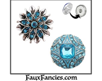 Blues SNAP Buttons, Rhinestone Snap Button, Ginger Snap, Snap Charm, #BraceletCharm, Rhinestone Snaps, #FlowerCharm, SnapPopper, Flower Snap