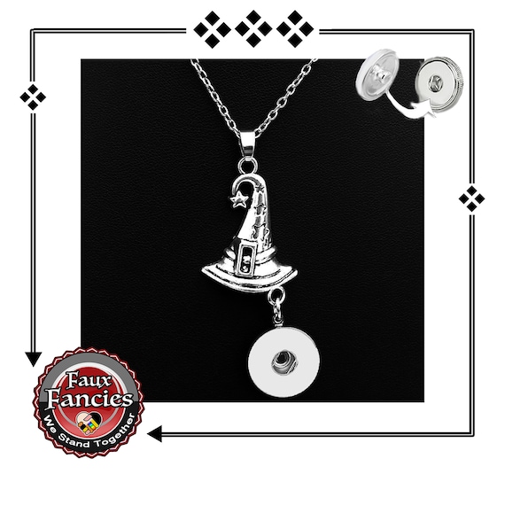 WITCH Hat Snap Button Pendants, Halloween Snap Pendant, Halloween Ginger Snaps, #HalloweenSnap, Rhinestone Snaps, SnapPopper, Witch pendant