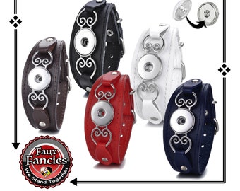 Leather Snap Button Bracelet, CLOSEOUT, Ginger Snap Bracelet, Gift for her, Snap Jewelry, Interchangeable Snap Buttons, Leather Bracelet