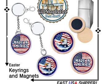 Handmade Eagle Keyring or Magnet: American Flag Souvenir