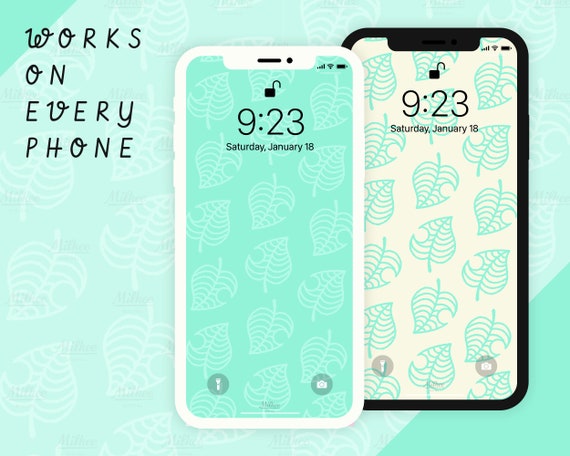 Phone Wallpapers ANIMAL CROSSING Mint Leaf Pattern // Cute - Etsy