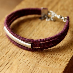 Lycus ALPACA Armband - MULBERRY tweed | Garn Makramee Armband, Silberperle, geflochten, Frauen Armband, Alpaka garn, uk, Stapeln, Tunnel