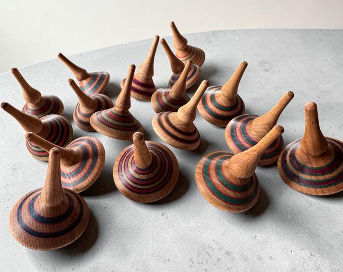 Featured listing image: Wooden spinning top, brightly painted in various colors, made and handcrafted in Germany, not just a children's toy, a gift