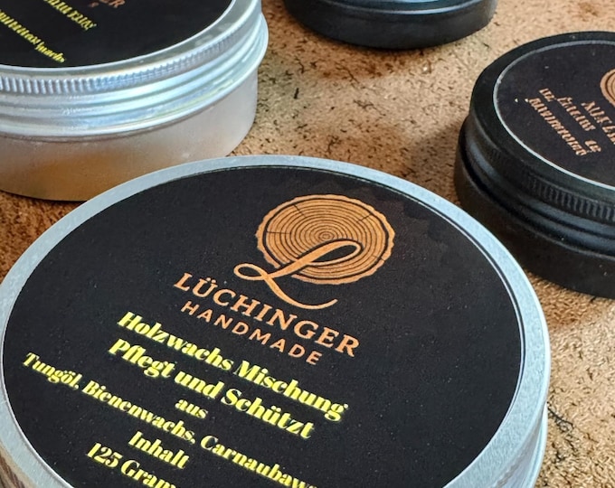 Featured listing image: Naturally food-safe wood wax – wood care balm for cutting boards, furniture & woodturning, tung oil, beeswax, carnauba wax, 125/60 grams