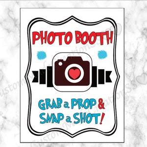 Photo Booth Sign, Birthday, Baby Shower, Bridal Shower, Party Sign, Decorations, Pictures, Whimsical Decorations, Red White Teal Aqua