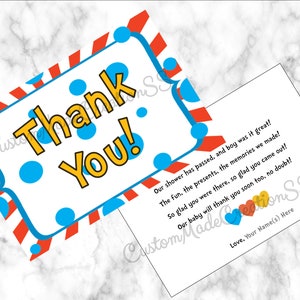 Carte de remerciement, Baby Shower, Douche nuptiale, Anniversaire, Fête, Jaune, Décorations fantaisistes, Rouge Blanc Sarcelle Aqua