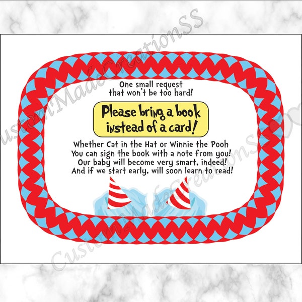 Book Request, Book Instead of Card, Baby Shower, Birthday, Twins, Party Sign, Invitation, Insert, Whimsical Decorations, Red White Teal Aqua