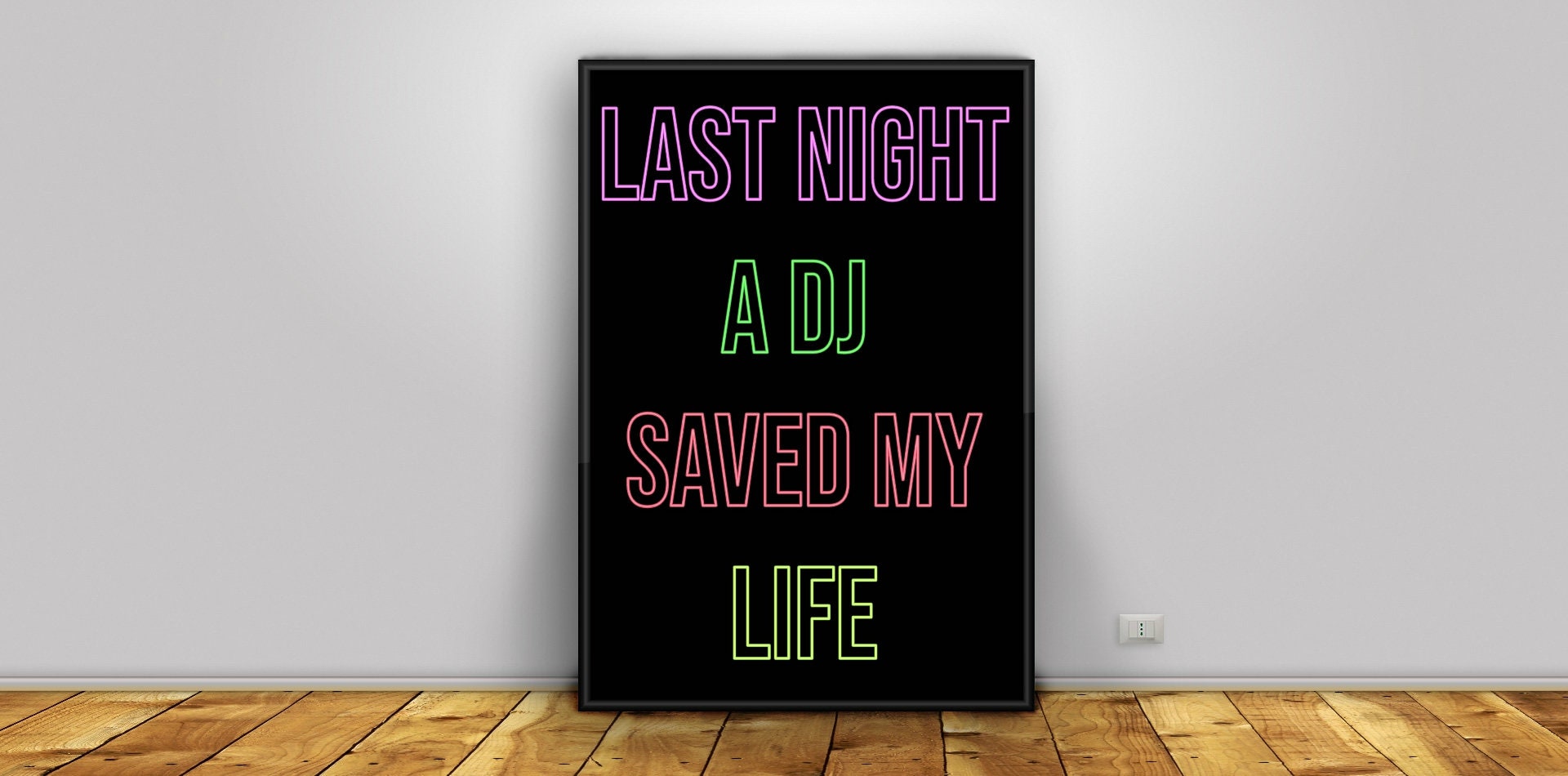 Indeep Last Night A DJ Saved My Life Typography Wall Art A4 or