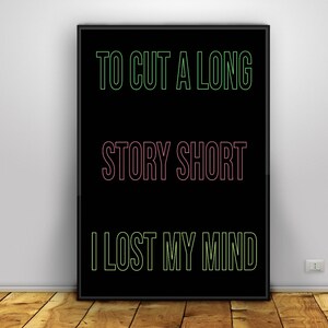 Spandau Ballet - To Cut A Long Story Short Typography Wall Art A4 or A3 || Instant Download