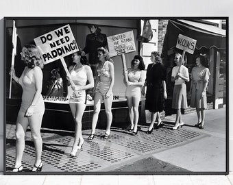 1947 Berkeley Una historia de desobediencia Arte mural feminista Póster fotográfico vintage de mujeres Fotografía en blanco y negro imprimible, descarga digital