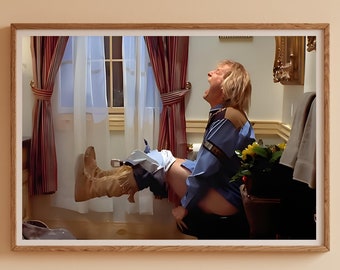 Grappige badkamer poster afdrukken | Stom en stommer grappige badkamer scène poster - digitale olieverfschilderij print - kunst aan de muur - filmafdrukken, DOWNLOAD