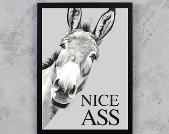 Bonito culo, burro en el baño, Decoración del baño, Accesorios de baño, impresión divertida del baño, arte del baño, arte de la pared imprimible, DESCARGA DIGITAL