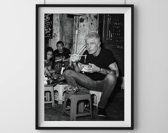 Anthony Bourdain Print, Photography Prints, Black and White Wall Art, Chef Poster, Kitchen Decor, Museum Quality Photography Poster Digital