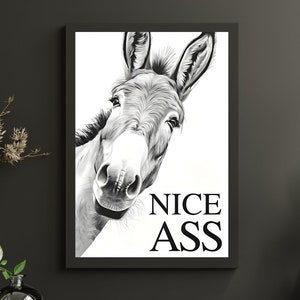 Bunda bonita, burro no banheiro, decoração de banheiro, acessórios de banheiro, banheiro engraçado Impressão artística, arte de parede de banheiro para impressão, download digital
