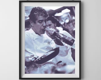 Impression d'Anthony Bourdain, impression de photographie, affiche de cuisine de chef, décoration murale de cuisine, art mural noir et blanc, impression d'art photo de qualité musée
