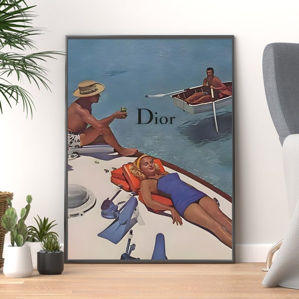 Vintage poster, retro art print, 1960s ad poster, fashion poster, Beauty's Sea Nassau, vintage summer Art Print Wall Decor, Digital download