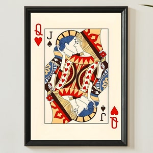 Playing Card Print Trendy, Wall Art Prints Retro Card Romantique Gift For Love Poster, Maximalist Art Aesthetic Wall Decor Digital Printable