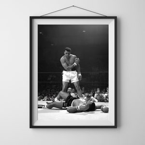 Cartel de Muhammad Ali, arte de pared impreso de Muhammad Ali, cartel deportivo en blanco y negro, cartel de boxeo vintage, arte de pared de boxeo vintage, descarga digital
