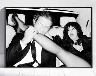 Vincent Cassel, Monica Belluci, Fashion Black & White Photography, Celebrity Wall Art Printed Poster, Museum Quality Photo Print, Digital