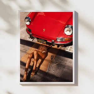 Porsche 911 Poster, Vintage Porsche Druck, Retro Auto Foto, Fotografie Druck, Schwarz Weiß Fotodruck, Fotodruck Museumsqualität, Digital