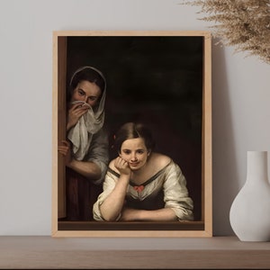 Two Women Painting Bathroom Art Funny Poster Print Vintage Midcentury Wall Art Bathroom Humor Classical Decor Amusing Gift, DIGITAL DOWNLOAD