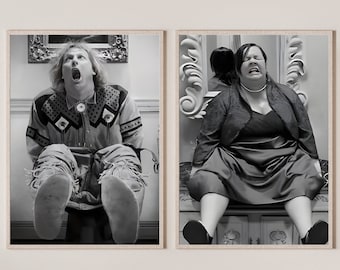 Grappige badkamer muur kunst voor hem en haar badkamer bundel 2 filmposter prints digitaal olieverfschilderij, grappig cadeau idee, cadeau kunst, Instant Download