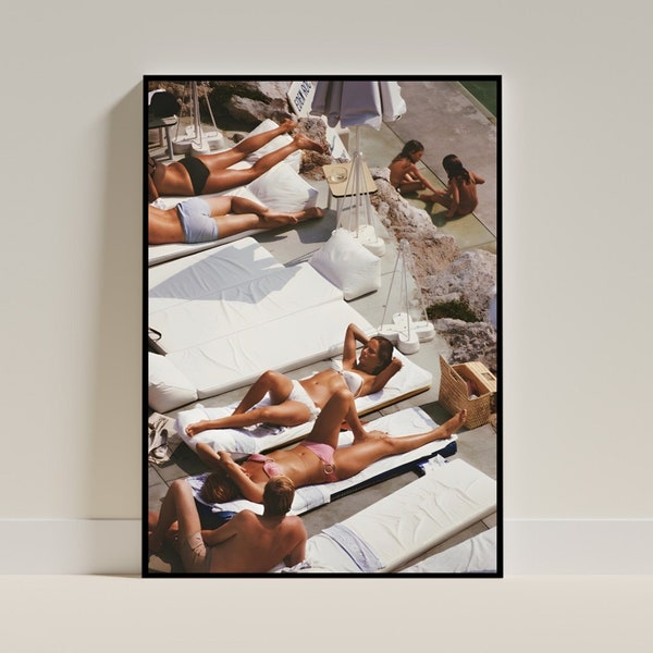 Slim Aarons Sunbathers At Eden Roc Print Poster, Vintage Print, Photography Prints, Old Money Poster, High Society Photo Print, Digital, A4