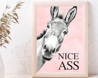 Nice Ass donkey, Funny Bathroom decor, Funkly Wall Art Poster, Toilet Decoration, Bathroom Wall Decor Art Printable, A4, Cute Gift, DOWNLOAD