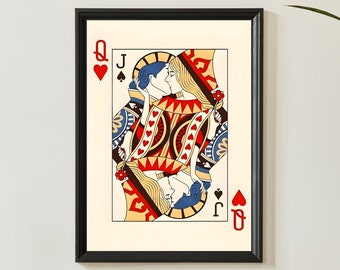 Impresión de naipes de moda, impresiones de arte de pared tarjeta retro regalo romántico para el cartel de amor, arte maximalista decoración de pared estética digital imprimible