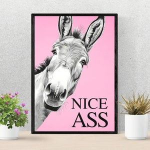 Bunda linda, burro no banheiro, decoração de banheiro, acessórios de banheiro, estampas rosa, estampas engraçadas de banheiro, estampas de arte de banheiro, DOWNLOAD DIGITAL