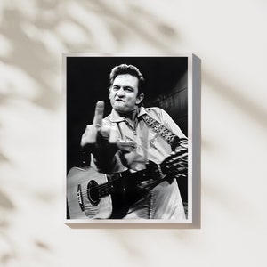 Johnny Cash Poster - Middle Finger - Vintage Photo Print - Music Wall ...