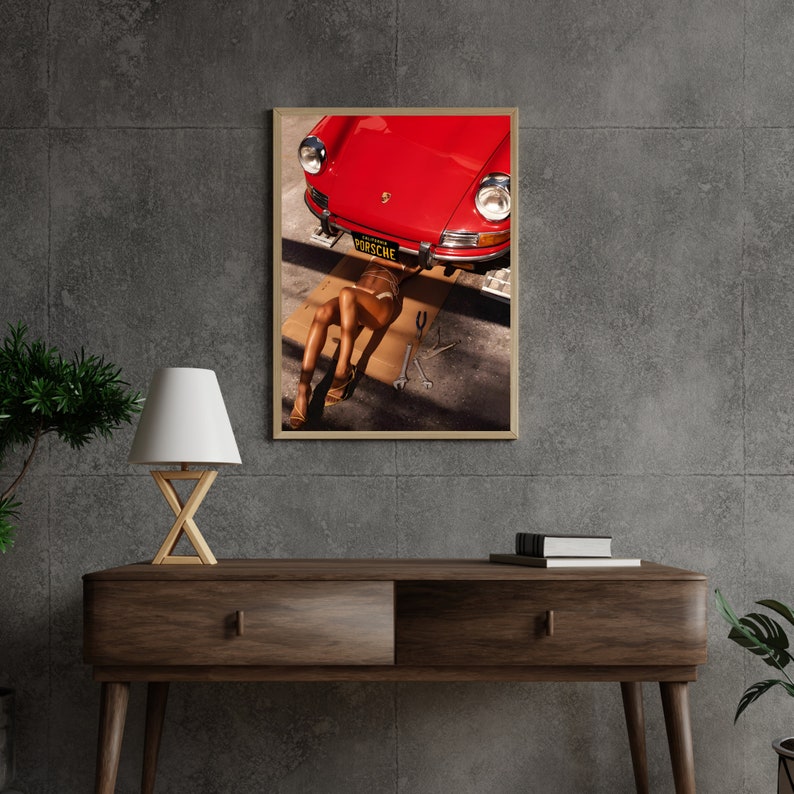 Porsche 911 Poster, Vintage Porsche Print, Retro Car Photo, Photography Print, Black White Photo Print,naked women,porsche 911 poster,porsche poster,vintage car poster,vintage photography,vintage porsche,vintage poster,women posters