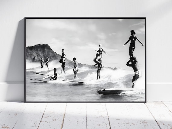 Vintage Surf Print, Surfboard Poster, Black and White, Surfing Print, Beach House Decor, Surfing Poster, Surfboard Wall Art, Surfer, Digital