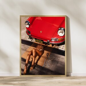 Porsche 911 Poster, Vintage Porsche Print, Retro Car Photo, Photography Print, Black White Photo Print,naked women,porsche 911 poster,porsche poster,vintage car poster,vintage photography,vintage porsche,vintage poster,women posters