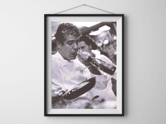 Anthony Bourdain Print, Photography Print, Chef Cooking Poster, Kitchen Wall Decor, Black and White Wall Art, Museum Quality Photo Art Print