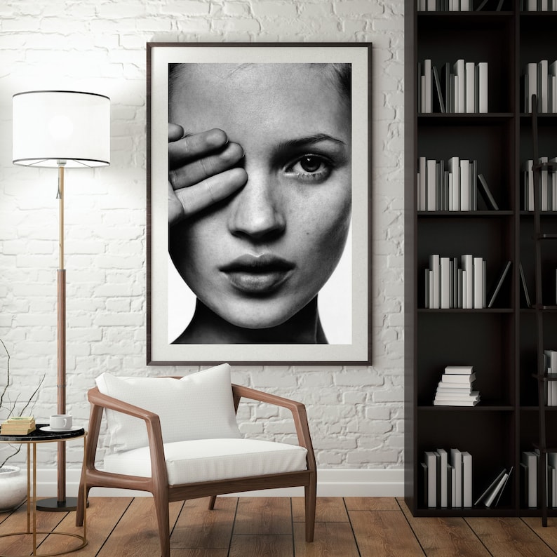 Kate Moss Print, Black and White, Kate Moss Poster, Feminist Wall Art