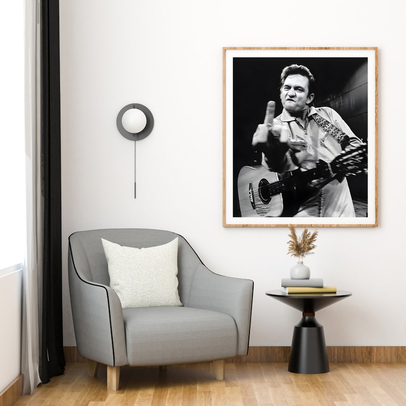 Johnny Cash Poster - Middle Finger - Vintage Photo Print - Music Wall ...