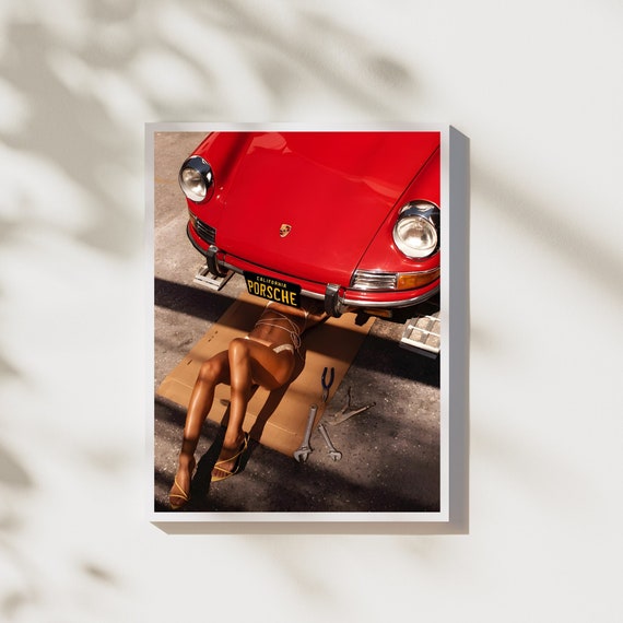 Porsche 911 Poster, Vintage Porsche Print, Retro Car Photo, Photography Print, Black White Photo Print, Museum Quality Photo Print, Digital