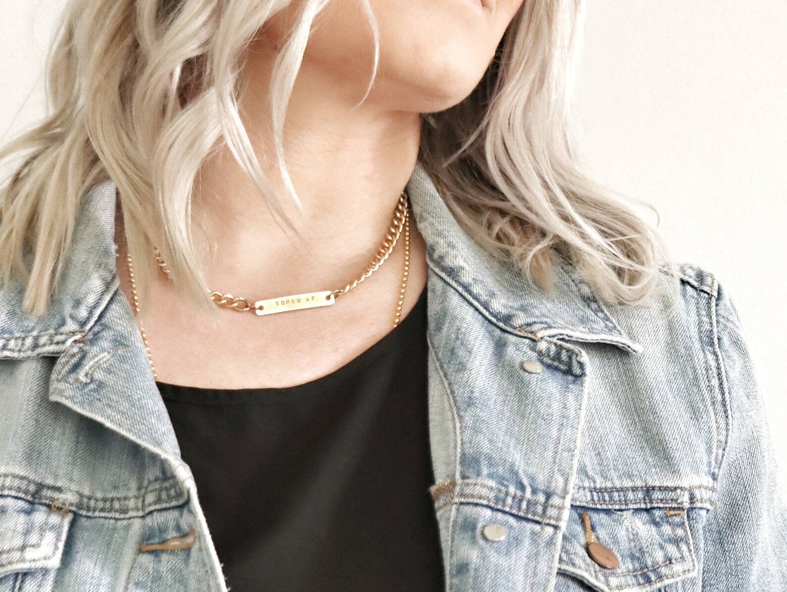Chunky Sober AF Gold Chain Necklace Sobriety Jewelry Sober Etsy